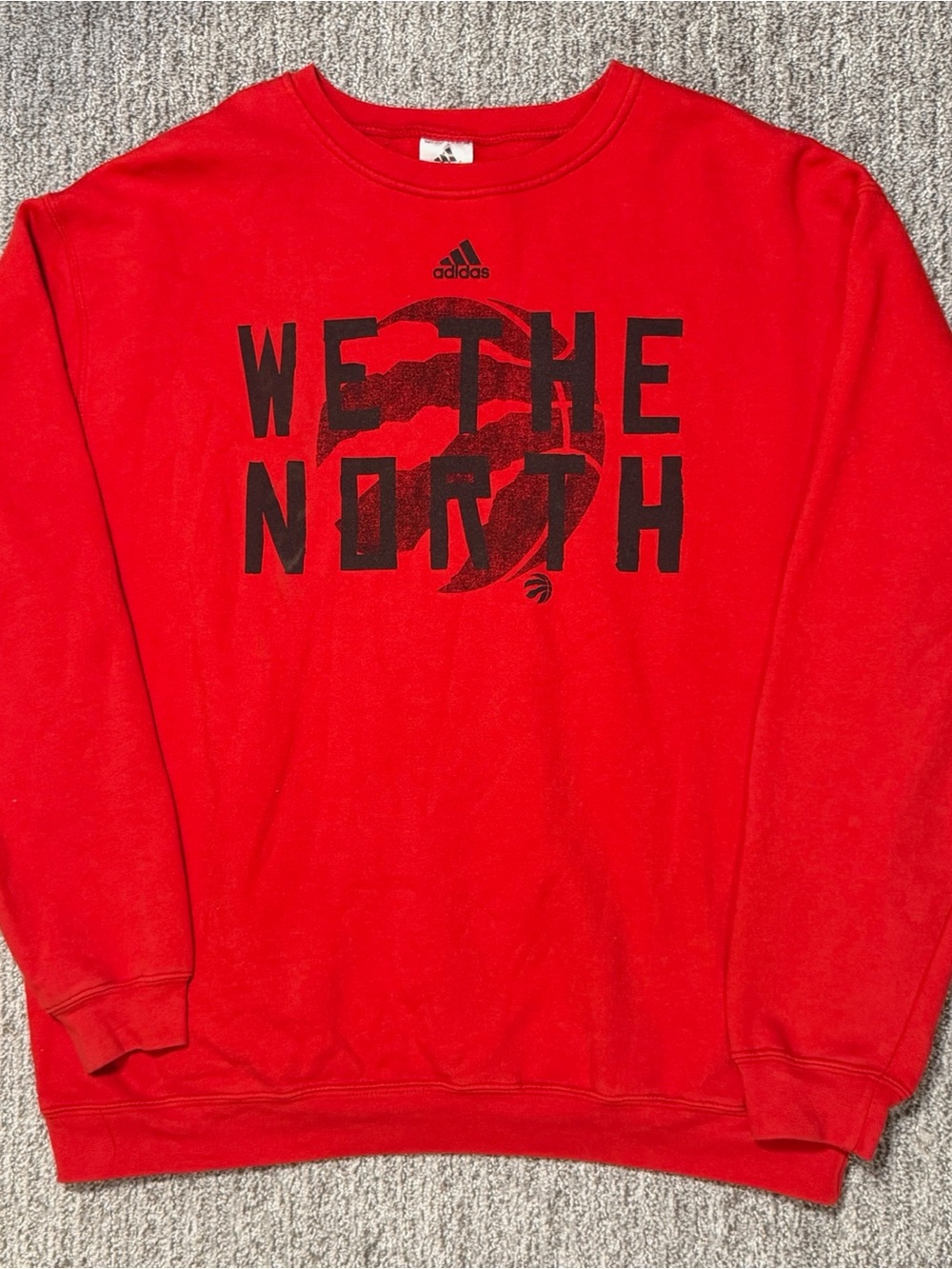 adidas Men’s Red Crewneck Sweatshirt Black 'We The North' Graphic Basketball